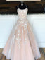 Champagne Tulle Lace Long Formal Prom Dresses Lace Tulle Prom Dresses