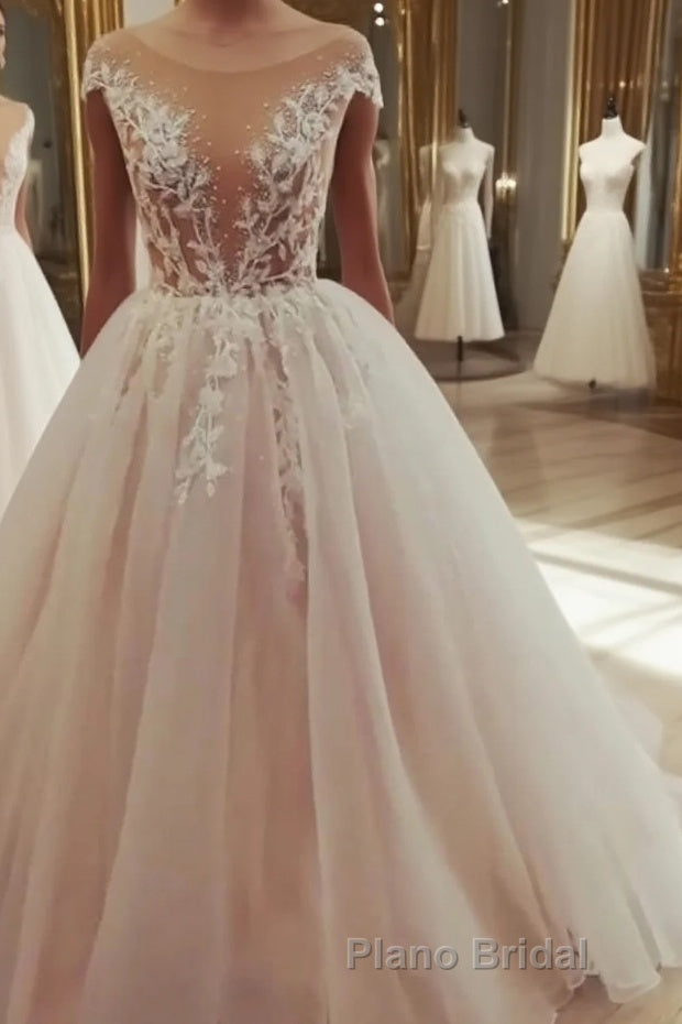 Champagne tulle lace long Formal Prom dress, tulle evening dress