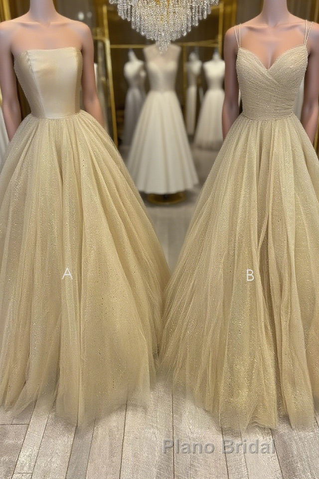 Champagne tulle long Formal Prom dress tulle long formal dress Main image