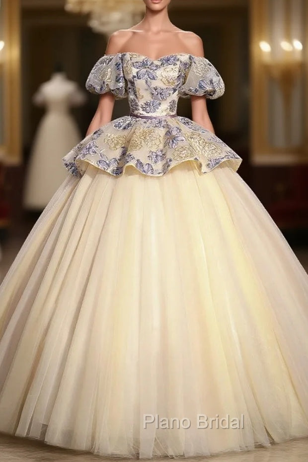 Champagne Tulle Print Quinceanera Dresses Main image