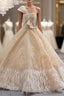 Champagne Tulle Sequins Beading Strapless Formal Prom Dresses