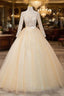 Champagne Tulle Sequins Long Sleeve Square Quinceanera Dresses