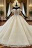 Champagne Tulle Sequins Off the Shoulder Beading Luxury Wedding Dresses