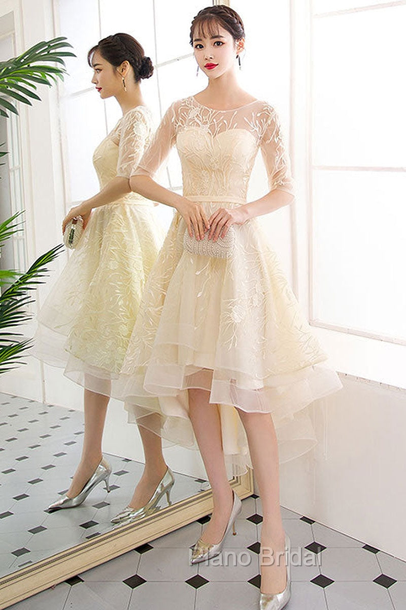 Champagne Tulle Short Formal Prom Dresses, Champagne Homecoming Dresses