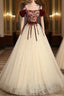 Champagne Tulle Spaghetti Straps Formal Prom Dresses