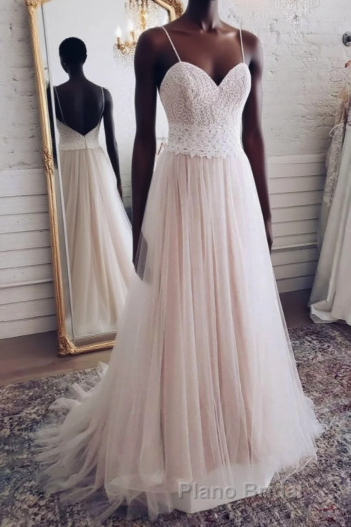 Champagne tulle sweetheart lace long Formal Prom dress tulle formal dress Main image