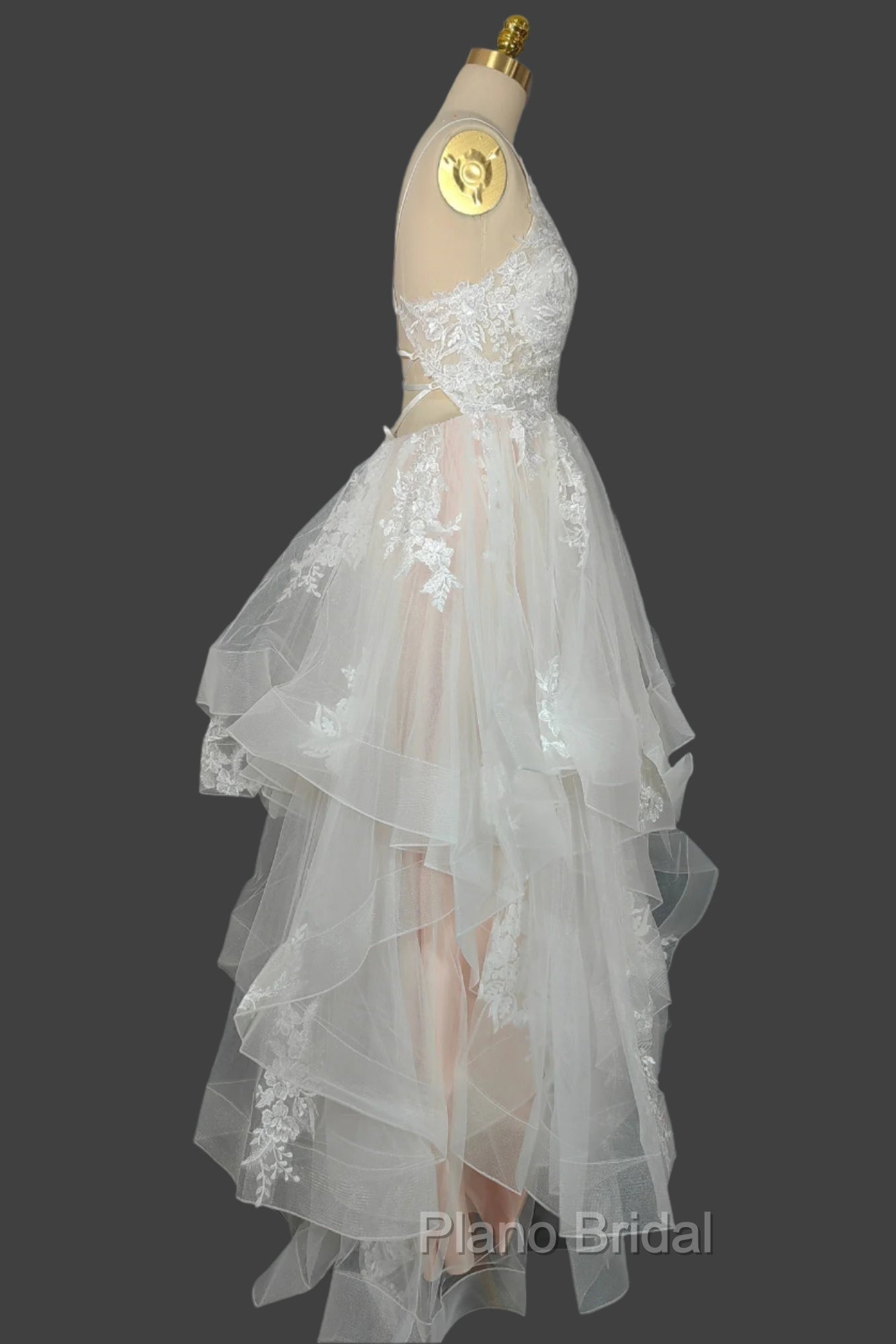 Champagne V-Neck Long Formal Prom Dresses A-Line Tulle Formal Evening Dresses Secondary image