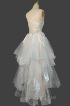 Champagne V-Neck Long Formal Prom Dresses A-Line Tulle Formal Evening Dresses