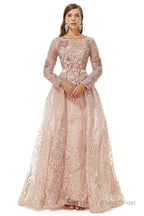 A-Line Tulle Beading Mermaid Long sleeves Prom Dresses with Overskirt