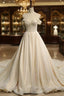 Champange Ball Gown Tulle Off The Shoulder Backless Wedding Dresses