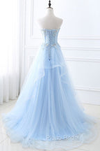 CHARLIZE |Ball Gown Sweetheart Tulle Sky Blue Formal Prom Party Gowns with Sequins