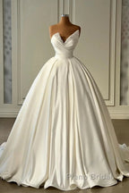 Charmeuse Sleeveless White Wedding Dresses With Beading Off Shoulder Elegant Floor Length
