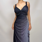 Charming A Line Spaghetti Strap Beaded Navy Blue Ombre Chiffon Party Dresses Formal Evening Dresses