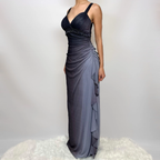 Charming A Line Spaghetti Strap Beaded Navy Blue Ombre Chiffon Party Dresses Formal Evening Dresses