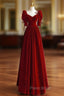 Charming A-line Velvet Long Party Dresses, A-line Floor Length Wedding Party Dresses