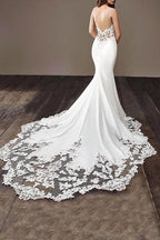 Charming Appliques Lace Mermaid Wedding Dresses With Straps, Sexy Sleeveless Formal Prom Gown