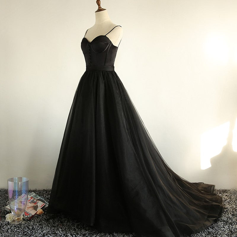 Charming Black Long Party Gowns, Black Formal Evening Formal Prom Dresses Secondary image