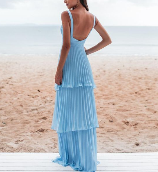 Charming Blue Formal Prom Dresses Long Formal Evening Dresses