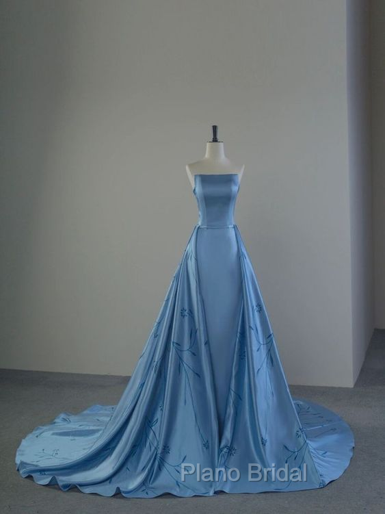 Charming Blue Strapless Formal Prom Dresses,Blue Evening Dresses Secondary image