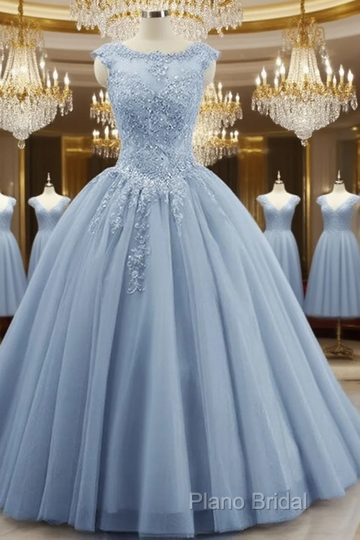 Charming Blue Sweet 16 Dresses Tulle Lace Ball Gown Quinceanera Dresses
