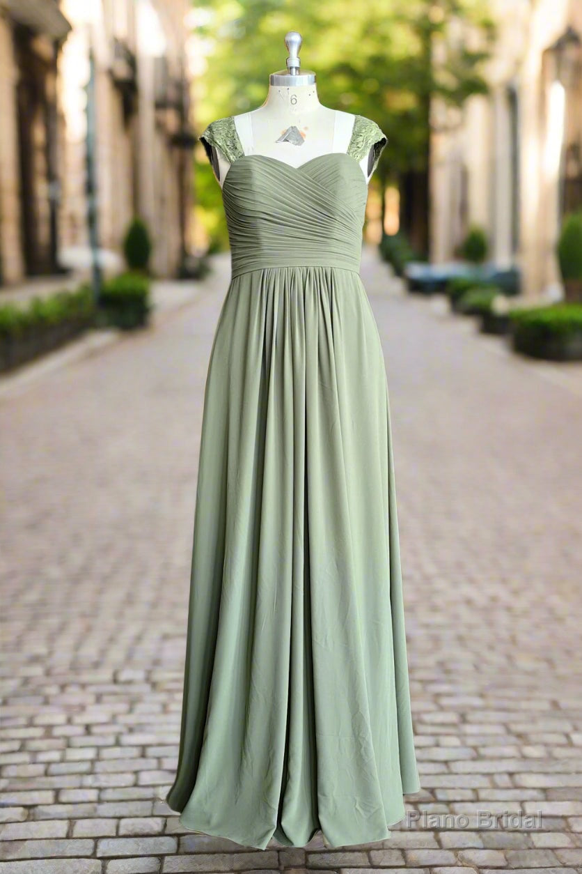 Charming Cap Sleeves Chiffon Long A Line Bridesmaid Dresses for Women Formal Dresses Main image