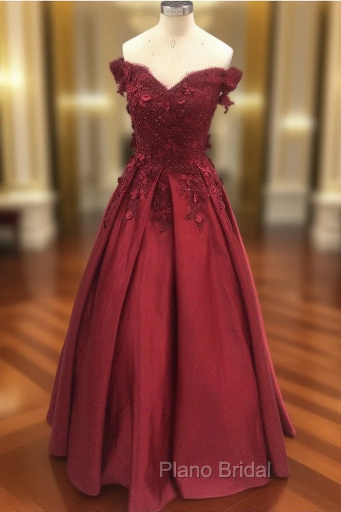 Charming Dark Red Long Sweetheart A-line Formal Prom Dresses, Wine Red Evening Gown Main image