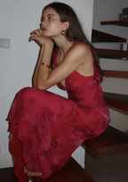 Charming Deep V Neck Satin Print Floral Long Formal Evening Gown Formal Prom Dresses