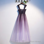 Charming Gradient Tulle Straps Long Party Dress,A-line Prom Dress