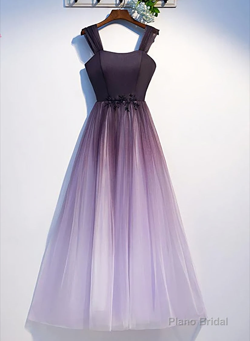Charming Gradient Tulle Straps Long Party Dress,A-line Prom Dress Main image