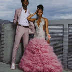 Beautiful Pink Beaded Mermaid Formal Prom Dresses Long Formal Evening Dresses