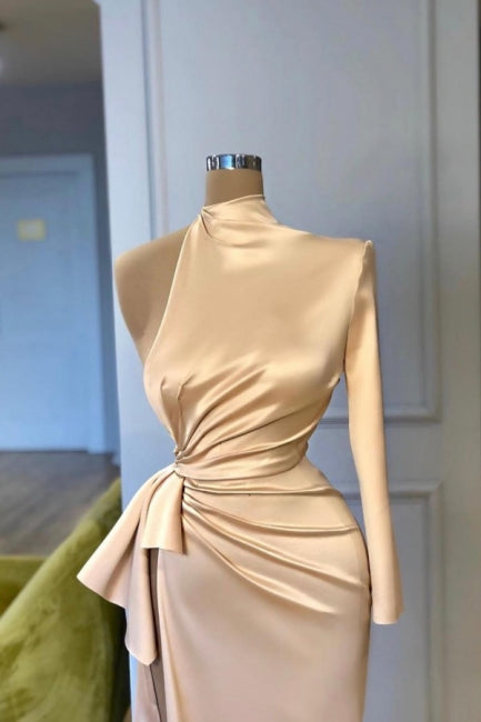 Charming High Neck Long Sleeves Prom Dresses Front Split Long Secondary image