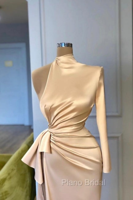 Charming High Neck Long Sleeves Formal Prom Dresses Front Split Long Secondary image