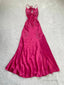 Charming Hot Pink Long Evening Gown Beaded Prom Dress Party Dress