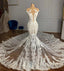 Charming Jewel Garden Sleeveless Mermaid Lace Wedding Dress with Appliques
