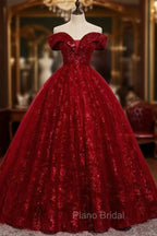 Charming Lace Sweetheart Off Shoulder Gown, Formal Prom Party Dresses