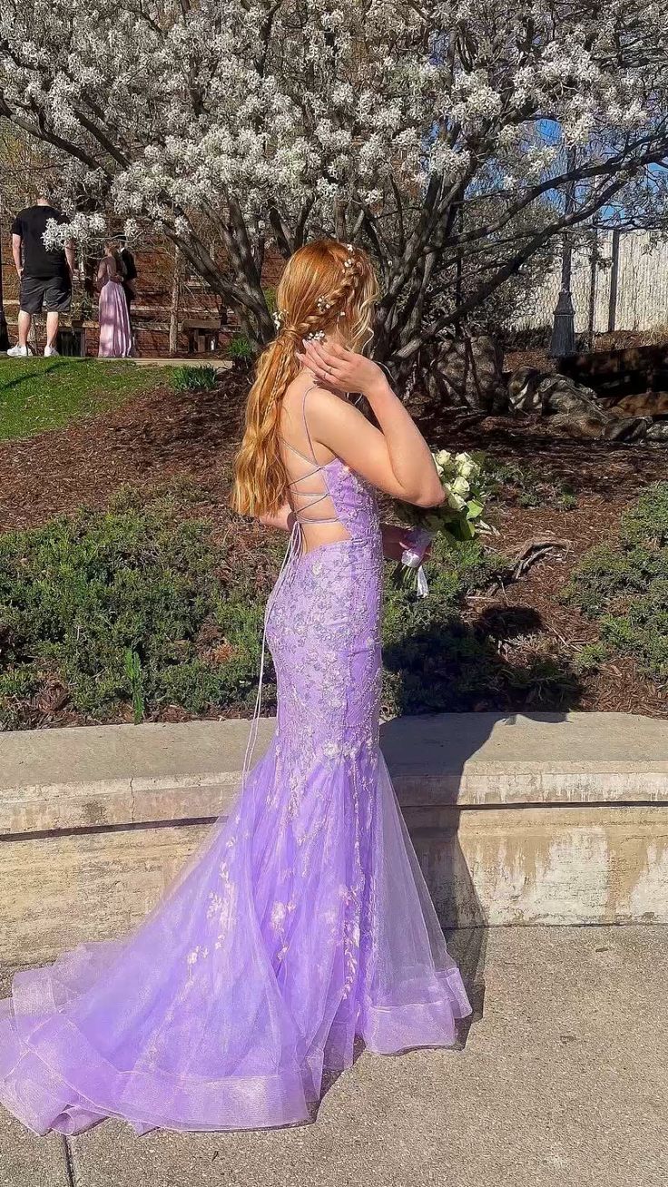 Charming Mermaid Lace Prom Dress Long Prom Dresses Secondary image