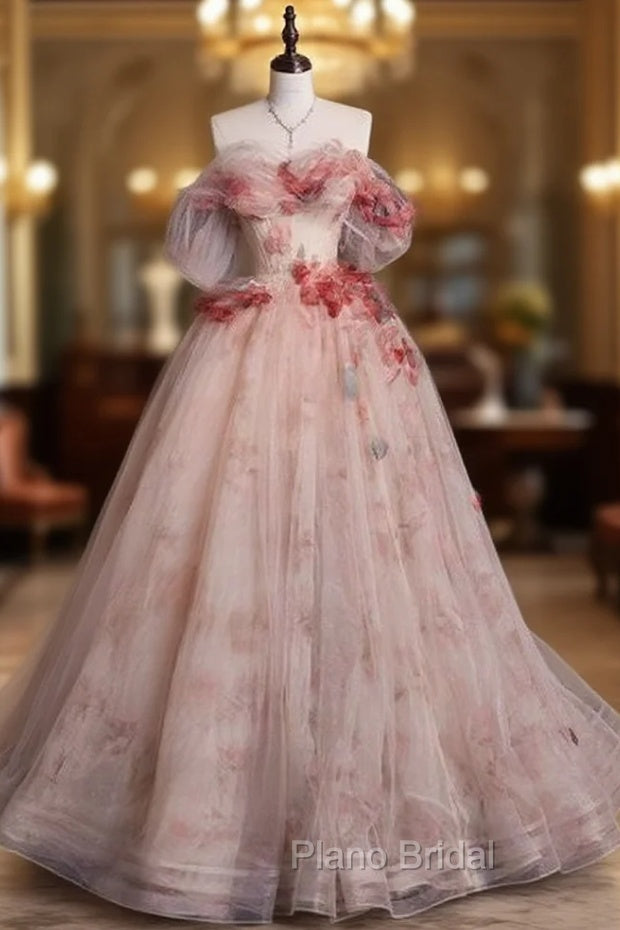 Charming Off The Shoulder Appliques Long Quinceanera Dresses Formal Wedding Ball Gown Formal Prom Dresses Main image