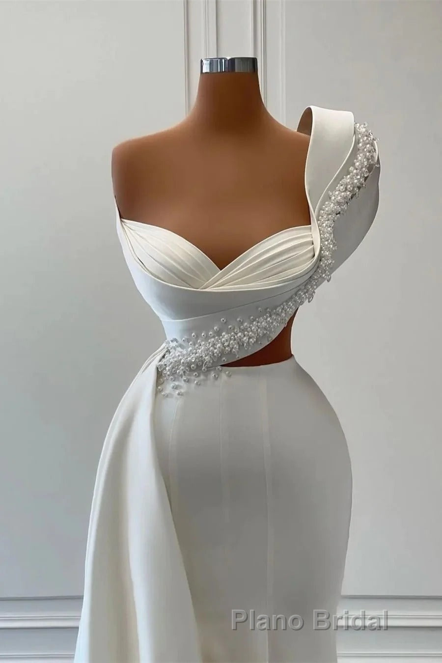 Charming One Shoulder Mermaid Sleeveless Asymmetrical Stretch Satin Formal Prom Dresses