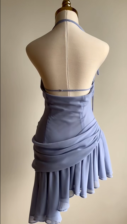 Charming Halter Neck Chiffon Irregular Skirt Backless Homecoming Dresses Secondary image