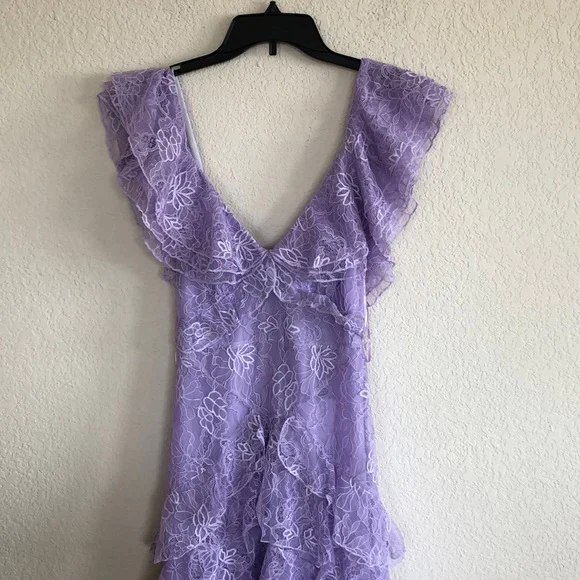 Lilac Long Formal Prom Dresses Layed Lace Formal Evening Dresses