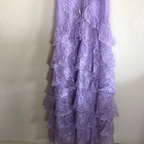 Lilac Long Formal Prom Dresses Layed Lace Formal Evening Dresses