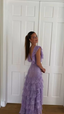 Lilac Long Formal Prom Dresses Layed Lace Formal Evening Dresses