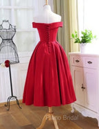 Charming Satin Red Off The Shoulder Homecoming Dresses, Party Dresses