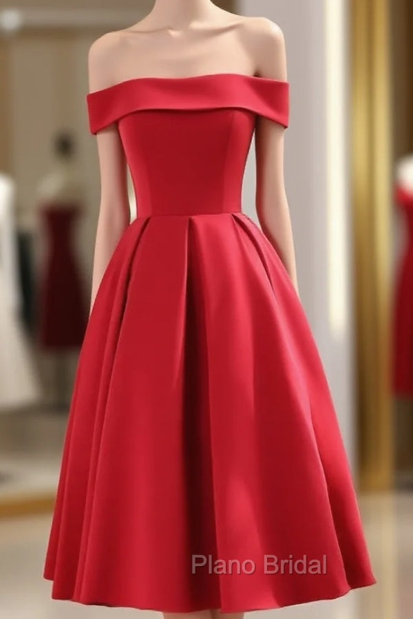 Charming Satin Red Off The Shoulder Homecoming Dresses, Party Dresses Main image