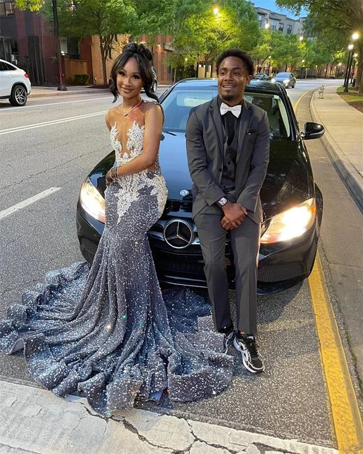 Charming Sequins Mermaid Formal Evening Dresses Long Formal Prom Dresses Main image