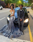 Charming Sequins Mermaid Formal Evening Dresses Long Formal Prom Dresses