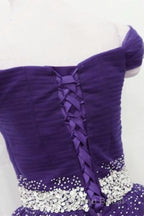 Charming Sequins Off Shoulder Dark Purple Long Formal Prom Dress, Off the Shoulder Dark Purple Formal Evening Dress