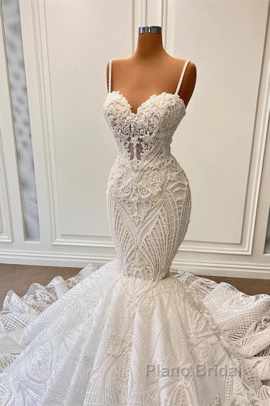 Charming Sleeveless Spaghetti Straps Mermaid Wedding Dress with Ruffles Secondary image