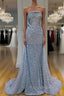 Charming Starpless Sequins Beads Long Formal Prom Dresses Overskirt