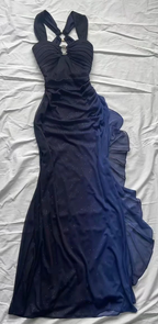 Charming Straps Navy Blue Ombre Long Backless Formal Prom Dresses Formal Evening Dresses